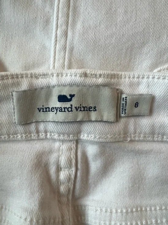 Vineyard Vines White Denim Raw Hem Mini Skirt - Size 8 - Picture 4 of 6